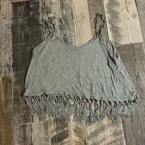 Green fringe forever 21 green crop top